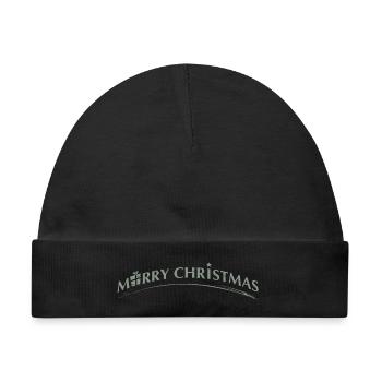 merry Christmas Schriftzug mit Symbolen - Baby Premium Organic Mütze - Schwarz - Vorne