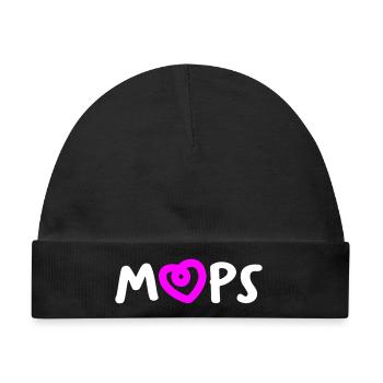 Mops Herz Hunde Fan tierlieb Gassi Rasse Bello - Baby Premium Organic Mütze - Schwarz - Vorne