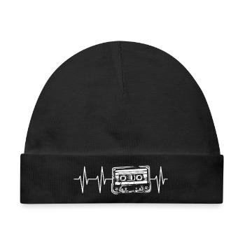 Kassette Herzschlag Musik - retro vibes - Baby Premium Organic Mütze - Schwarz - Vorne