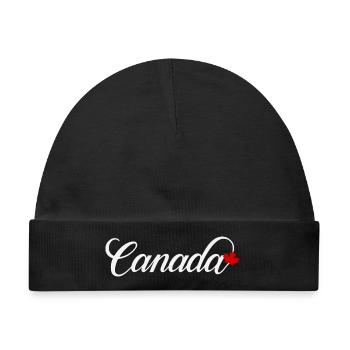 Canada Script mit Ahornblatt - Baby Premium Organic Mütze - Schwarz - Vorne