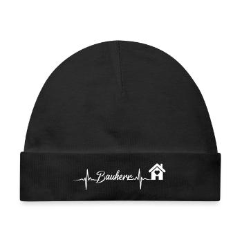 HausHerz Herzschlag Script - Baby Premium Organic Mütze - Schwarz - Vorne