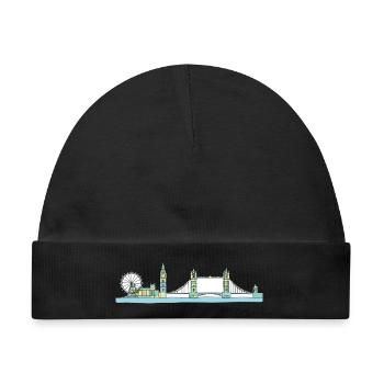 London City Skyline Tower Bridge Line Art - Baby Premium Organic Mütze - Schwarz - Vorne