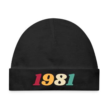 1981 Geschenk 1981 Geburtstag 1981 Rückblick 1981 - Baby Premium Organic Mütze - Schwarz - Vorne