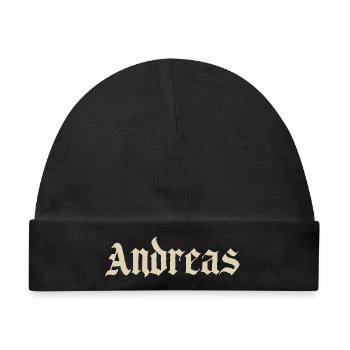 Andreas Fraktur Schrift Motiv - Baby Premium Organic Mütze - Schwarz - Vorne