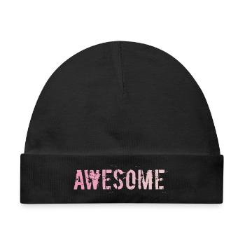 Awesome Schriftzug - Baby Premium Organic Mütze - Schwarz - Vorne