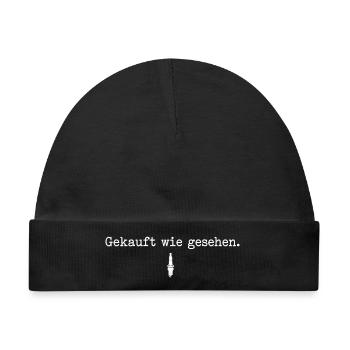 Gekauft wie gesehen Werkstatt & Schrauber Spruch - Baby Premium Organic Mütze - Schwarz - Vorne