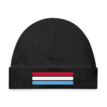 Luxemburg Flagge Minimal - Fahne Fan Streifen Desi - Baby Premium Organic Mütze - Schwarz - Vorne