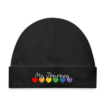 Regenbogenherzchen my journey weiss - Baby Premium Organic Mütze - Schwarz - Vorne