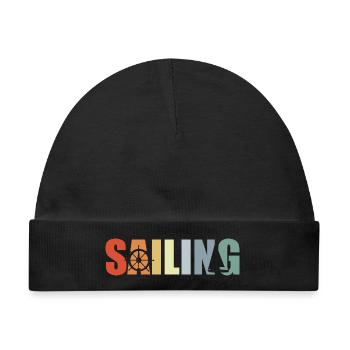 Segeln Segelboot - Baby Premium Organic Mütze - Schwarz - Vorne