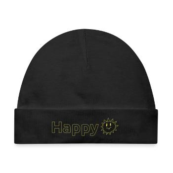 Happy - Baby Premium Organic Mütze - Schwarz - Vorne