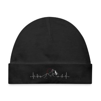 Mountain Pulse Sonnenaufgang Linie Kunst - Baby Premium Organic Mütze - Schwarz - Vorne
