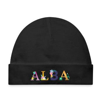 ALBA Name mit Blumen geschmückt - Baby Premium Organic Mütze - Schwarz - Vorne