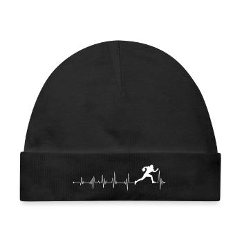 Heartbeat Running Silhouette Design - Baby Premium Organic Mütze - Schwarz - Vorne
