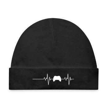 Heartbeat Gaming Gamer Geschenk - Baby Premium Organic Mütze - Schwarz - Vorne