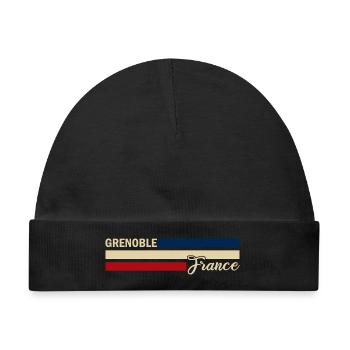 France - Grenoble - Frankreich - Flagge - Streifen - Baby Premium Organic Mütze - Schwarz - Vorne