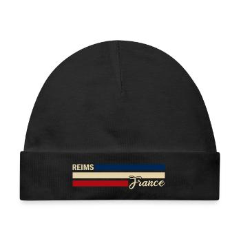 France - Reims - Frankreich - Flagge - Streifen - Baby Premium Organic Mütze - Schwarz - Vorne