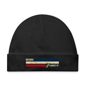France - Reims - Frankreich - Flagge - Streifen - Baby Premium Organic Mütze - Schwarz - Vorne