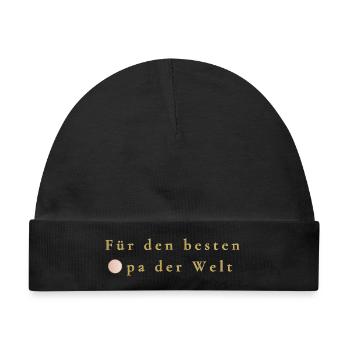 Für den Besten Opa der Welt – Goldene Schrift - Baby Premium Organic Mütze - Schwarz - Vorne