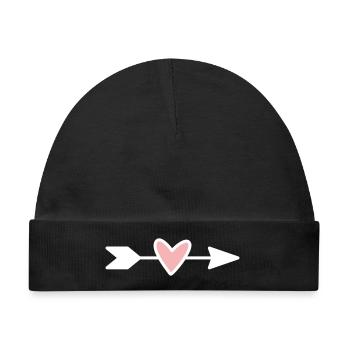 Herzpfeil Minimaldesign - Baby Premium Organic Mütze - Schwarz - Vorne