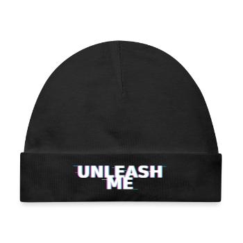 UNLEASH ME Glitch Shirt – Bold Streetwear - Baby Premium Organic Mütze - Schwarz - Vorne