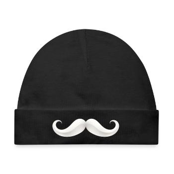 Weißer Schnurrbart Print - Baby Premium Organic Mütze - Schwarz - Vorne