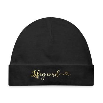Golden Lifeguard Typografie mit Herz - Baby Premium Organic Mütze - Schwarz - Vorne