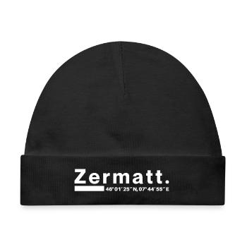 Zermatt Koordinaten Wallis Schweiz - Baby Premium Organic Mütze - Schwarz - Vorne