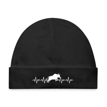 Stier Spanien Spanisch EKG Herzschlag - Baby Premium Organic Mütze - Schwarz - Vorne