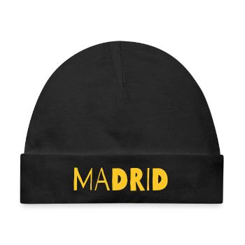 Madrid Bold Cityscape in Gelb - Baby Premium Organic Mütze - Schwarz - Vorne