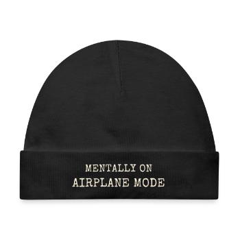 Mentally On Airplane Mode Spruch Introvert Lustig - Baby Premium Organic Mütze - Schwarz - Vorne