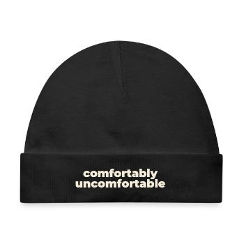 Comfortably Uncomfortable Typo Print - Baby Premium Organic Mütze - Schwarz - Vorne