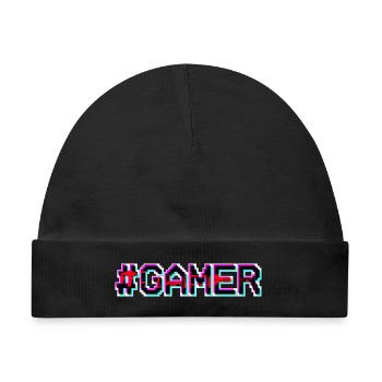 Pixel Neon Gamer Abzeichen - Baby Premium Organic Mütze - Schwarz - Vorne