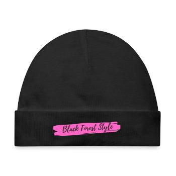 Black Forest Style Pink - Baby Premium Organic Mütze - Schwarz - Vorne