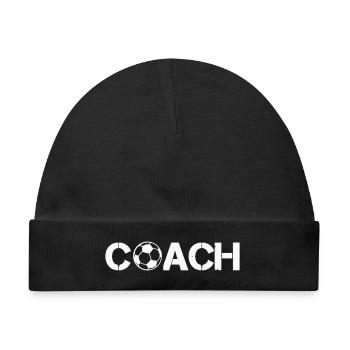 Coachi Ball Fußball Logo - Baby Premium Organic Mütze - Schwarz - Vorne