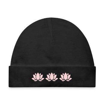 Lotusblume Lotusblüte pastell Blume Blumen pastell - Baby Premium Organic Mütze - Schwarz - Vorne