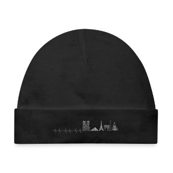 City Skyline Herzschlag Linie Kunst - Baby Premium Organic Mütze - Schwarz - Vorne