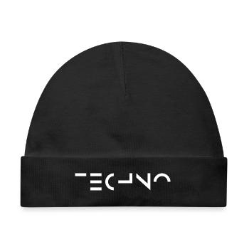Minimalistisches und kräftiges Techno-Musik-Logo T-Shirt - Baby Premium Organic Mütze - Schwarz - Vorne