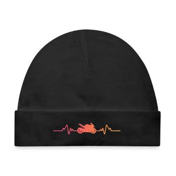 Motorradfahrer Sunset Heartbeat Motorrad - Baby Premium Organic Mütze - Schwarz - Vorne