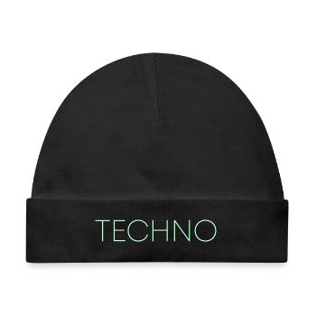 Techno Musik Schriftzug - Baby Premium Organic Mütze - Schwarz - Vorne