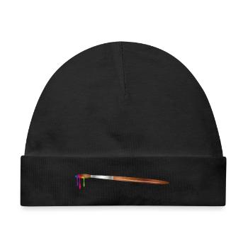 Künstler Pinsel mit Regenbogen Farben - Baby Premium Organic Mütze - Schwarz - Vorne