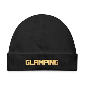Glamping Gold Luxus Camping Camper Urlaub exklusiv - Baby Premium Organic Mütze - Schwarz - Vorne