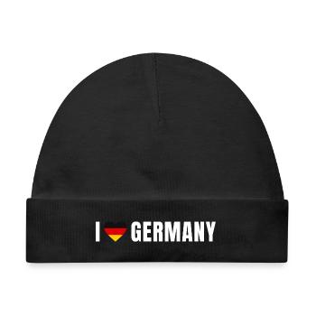 Germany Herz – Deutschland Flaggenherz - Baby Premium Organic Mütze - Schwarz - Vorne