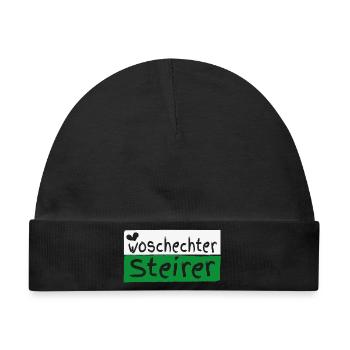 Woschechter Steirer, Steiermark, Mundart, Dialekt - Baby Premium Organic Mütze - Schwarz - Vorne