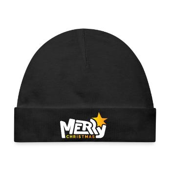 merry christmas font Schrift graffiti Stern xmas - Baby Premium Organic Mütze - Schwarz - Vorne
