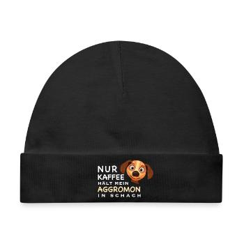 Lustiger Spruch, Kaffee hält Aggromon in Schach - Baby Premium Organic Mütze - Schwarz - Vorne