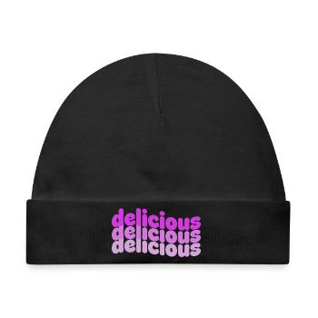 Delicious Typo Gradient Muster - Baby Premium Organic Mütze - Schwarz - Vorne