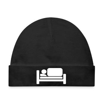 Cooles Bett Silhouetten Piktogramm Design - Baby Premium Organic Mütze - Schwarz - Vorne