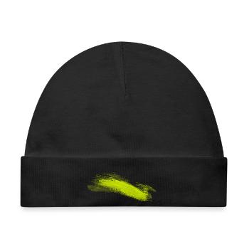 Neon Lime Pinselstrich - Baby Premium Organic Mütze - Schwarz - Vorne