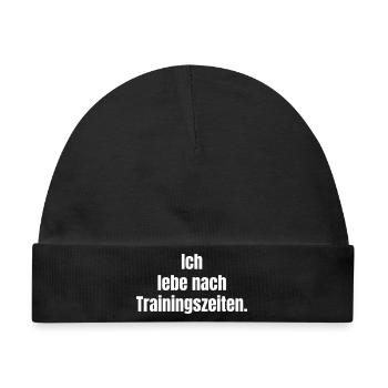 Trainingszeiten Typografie Statement - Baby Premium Organic Mütze - Schwarz - Vorne