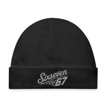 Six Seven Schachbrettflagge - Baby Premium Organic Mütze - Schwarz - Vorne